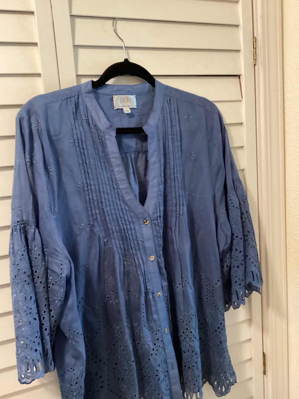 Beautiful romantic bohemian blue blouse by Jade by Johnny Was